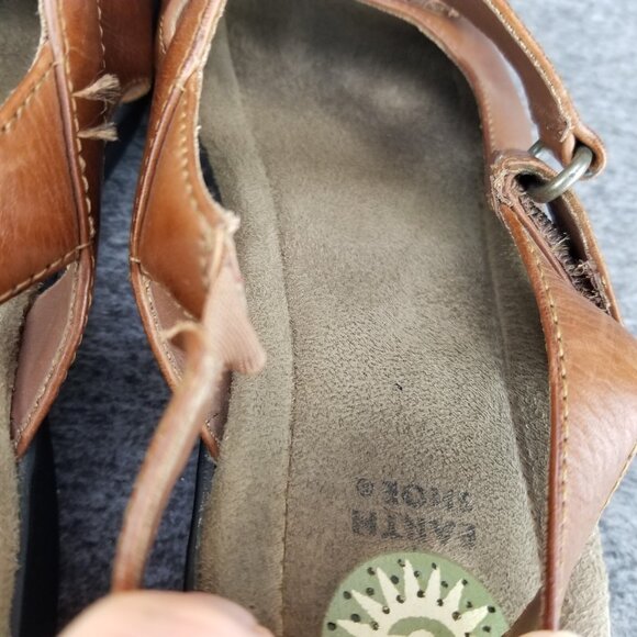 ✅Earth Shoes Juniper Brown Leather Slingback Sandals Womens 11 Wedge Heeled Shoe - Picture 4 of 10